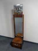 An oak Art Deco cheval mirror