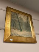 Continental school : Gathering wood, chromolithographic print,