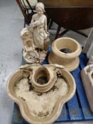 A concrete water feature,