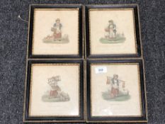 A set of four antiquarian hand coloured engravings, Cries of London,