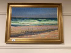 Continental school : The view across a beach, oil on board,