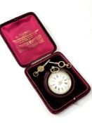 A Continental silver fob watch with key