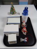 A tray containing five boxed Royal Copenhagen Christmas ornaments