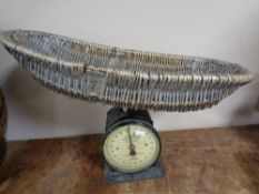 A set of vintage Hughes' baby weighing scales