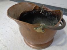A 19th century copper coal bucket