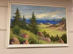 Continental school : The river estuary, oil on canvas,