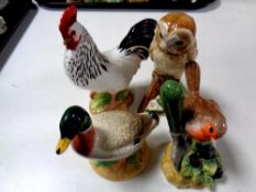 Four John Beswick figures, robin, barn owl,