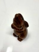 A carved hardwood Chinese netsuke - Rabbit standing