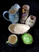 A tray containing six pieces of Maling to include a Rosalind tankard,