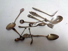 A collection of sterling and continental silver to include baby push with spoon,
