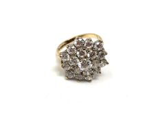 A 9ct gold CZ cluster ring, size P. CONDITION REPORT: 6g.
