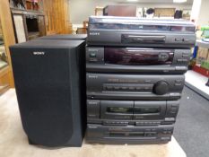 A Sony hifi system with speakers
