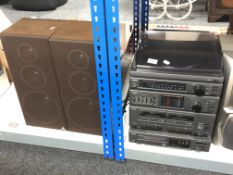A Sanyo hifi system together with a pair of Mitsubishi Model SS05 speakers