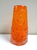 A White Fryer's orange textured tapering vase