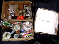 A box containing jiffy bags together with two further boxes containing miscellaneous to include