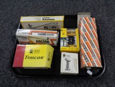 A tray containing six boxed Grove die cast vehicles to include scissor lift platforms,