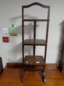 An oak three tier cake stand