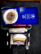 Two boxes containing boxed collector's and commemorative plates,