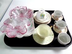 A tray containing Royal Doulton teacups and saucers, miscellaneous china,