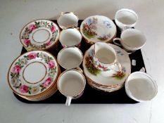 A tray of part Duchess bone china tea service depicting a hunting scene together with sixteen