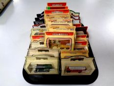 A tray containing approximately 25 die cast vehicles to include Days Gone, Models of yesteryear,