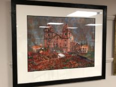 Jan Kirkland : Cusco Cathedral Peru, watercolour,