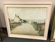 After L S Lowry : A country road, colour print,