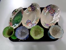 A tray containing seven pieces of Maling lustre china to include grapefruit dishes,