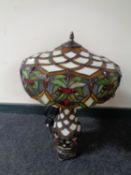 A Tiffany style leaded glass table lamp with shade