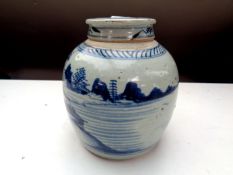 A 20th century Chinese blue and white glazed ginger jar,