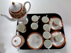 A tray containing a fifteen piece Wedgwood Augustus coffee service (as found)