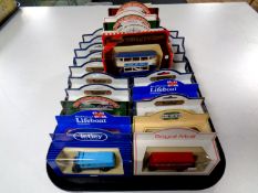 A tray containing approximately 25 die cast vehicles to include Models of yesteryear, Hamley's,