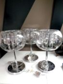 Three contemporary table lamps with crystal drops