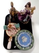 A tray containing two Wedgwood jasperware plates,