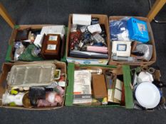 Six boxes of miscellany to include glass ware, metal ware, vintage power tools, vintage bottles,