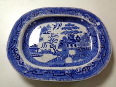 A 19th century Willow pattern meat plate