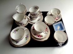 A tray containing assorted china to include two part Duchess china tea services together with a