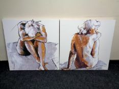 A pair of contemporary wall canvases,