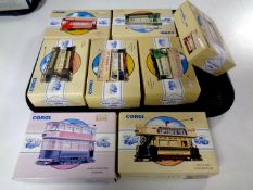 8 Corgi die cast trams (boxed)