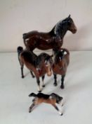Three Beswick figures of horse, brown gloss,