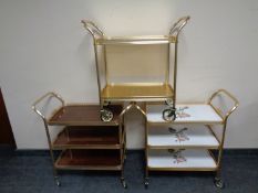 Three gilt tea trolleys