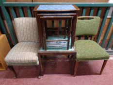A nest of three mid 20th century Danish tile topped tables together with a further tile topped