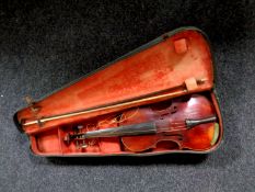 An early 20th century 3/4 size violin with two-piece 13