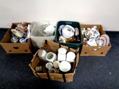 Five boxes containing miscellaneous to include part 19th century tea services, continental figures,