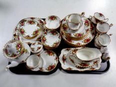 Forty-six pieces of Royal Albert Old Country Roses tea and dinner china