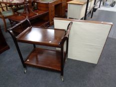 A two tier tea trolley with lift off tray together with a folding card table