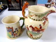 A Crown Devon Fielding's John Peel musical jug together with a Crown Devon Fielding's Auld Lang