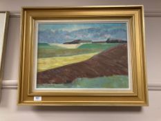 Continental school : oil on canvas, farmland,