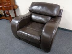 A brown leather armchair