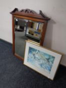 A 19th century mahogany framed bevel edged dressing table mirror together with a signed S E
